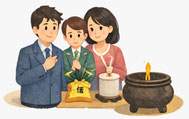 少人数でお見送りを行うコンパクト葬のイラスト