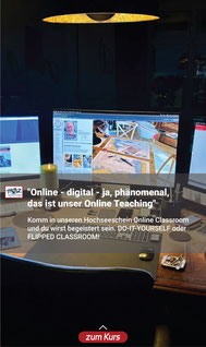 Bildschirmarbeitsplatz mit Seekarten und Kerze – Online Hochseeschein Kurs im HOZ Digital Classroom mit Flipped Classroom Methode.