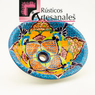 <img src="Ovalín Talaverado Ovalado AO-6028.jpg" alt=" Ovalín Talavereado Ovalado decorado mexicano AO-6028 pintado a mano para sobre Poner hecho en México 100% a mano" />
