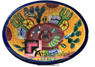 <img src="Ovalín Tradicional Ovalado Desierto Mostza.jpg" alt=" Ovalín Tradicional Ovalado decorado mexicano Desierto Mostza pintado a mano para sobre Poner hecho en México 100% a mano" />
