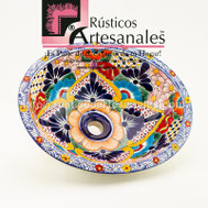 <img src="Ovalín Talaverado Ovalado AO-6029.jpg" alt=" Ovalín Talavereado Ovalado decorado mexicano AO-6029 pintado a mano para sobre Poner hecho en México 100% a mano" />