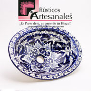 <img src="Ovalín Talaverado Ovalado AO-6010.jpg" alt=" Ovalín Talavereado Ovalado decorado mexicano AO-6010 pintado a mano para sobre Poner hecho en México 100% a mano" />
