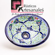 <img src="Ovalín Talaverado Ovalado AO-6011.jpg" alt=" Ovalín Talavereado Ovalado decorado mexicano AO-6011 pintado a mano para sobre Poner hecho en México 100% a mano" />