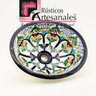 <img src="Ovalín Talaverado Ovalado AO-6051.jpg" alt=" Ovalín Talavereado Ovalado decorado mexicano AO-6051 pintado a mano para sobre Poner hecho en México 100% a mano" />