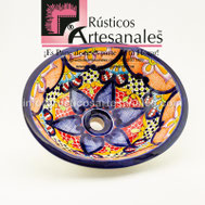 <img src="Ovalín Talaverado Ovalado AO-6049.jpg" alt=" Ovalín Talavereado Ovalado decorado mexicano AO-6049 pintado a mano para sobre Poner hecho en México 100% a mano" />