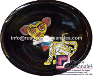 <img src="Ovalín Tenático Ovalado Perrito Catrín F. Negro 0105.jpg" alt=" Ovalín Temático Ovalado decorado mexicano Perrito Catrín F. Negro 0105 pintado a mano para sobre Poner hecho en México 100% a mano" />