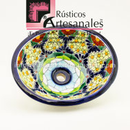 <img src="Ovalín Talaverado Ovalado AO-6044.jpg" alt=" Ovalín Talavereado Ovalado decorado mexicano AO-6044 pintado a mano para sobre Poner hecho en México 100% a mano" />