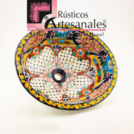 <img src="Ovalín Talaverado Ovalado AO-6017.jpg" alt=" Ovalín Talavereado Ovalado decorado mexicano AO-6017 pintado a mano para sobre Poner hecho en México 100% a mano" />