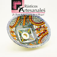 <img src="Ovalín Talaverado Ovalado AO-6019.jpg" alt=" Ovalín Talavereado Ovalado decorado mexicano AO-6019 pintado a mano para sobre Poner hecho en México 100% a mano" />