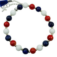 Damenarmband weiß rot blau silber Perlen Jade Lapislazuli  Seestern-Anhänger Silber 925 Quaste Sommerarmband 86544623042 