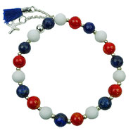 Sommer-Damenarmband weiß rot blau silber Perlen Jade Lapislazuli  Seestern-Anhänger Silber 925 Quaste Sommerarmband online kaufen