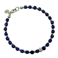 Damenarmband blau silber Perlen Lapislazuli Lapislazuliwürfel Silber 925, außergewöhnliches Damenarmband