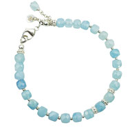 Aquamarin Damenarmband Aquamarin-Würfel hellblau Silber 925 angesagtes Damenarmband