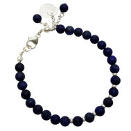 Damenarmband blau Lapislazuliperlen matt mit diamantierten Echt-Silberperlen Armband für die Frau