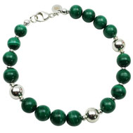 Männer-Armband grün Silber Malachitperlen Silberperlen 925 hochwertiges Herrenarmband, außergewöhnliches Herrenarmband