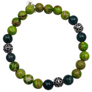 Männerarmband Herrenarmband grün Perlen Edelsteine Jaspis grün Moosachat Silberperlen Silber 925 geschwärzt Männerarmband online kaufen 0086544625633