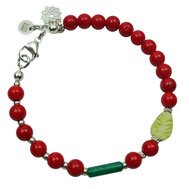 0086544625237 Armband Damen Perlen Jade rot grün gelb Mandala-Anhänger Echtsilber Silber 925 Natursteine Edelsteine, außergewöhnliches Damenarmband