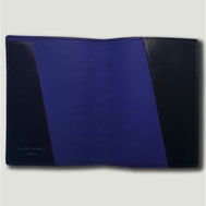 maroquinerie porte passport cuir noir bleu fait main paris sellier atelier la colombe made in france