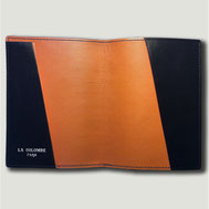 porte passport cuir noir orange fait main paris sellier atelier la colombe made in france