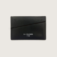 leather card holder black black handmade man men paris atelier la colombe made in france