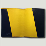 porte passport cuir noir jaune fait main paris sellier atelier la colombe made in france