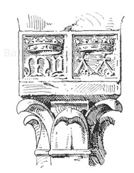 Die Handwerkszeichen der Plattnerfamilie Missaglia. Relief im Hofe des Hauses derselben in der Via degli Spadari zu Mailand. Um 1380. 