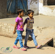 Kids walking on the street