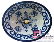 <img src="Ovalín Elaborado Ovalado Glondrina y Greca Azul.jpg" alt=" Ovalín Elaborado Ovalado decorado mexicano Glondrina y Greca Azul pintado a mano para sobre Poner hecho en México 100% a mano" />