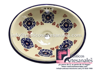 <img src="Ovalín Tradicional Ovalado Hacienda Azul Terracota.jpg" alt=" Ovalín Tradicional Ovalado decorado mexicano Hacienda Azul Terracota pintado a mano para sobre Poner hecho en México 100% a mano" />