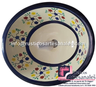 <img src="Ovalín Tradicional Ovalado Bouquet Perfiles Azul.jpg" alt=" Ovalín Tradicional Ovalado decorado mexicano Bouquet Perfiles Azul pintado a mano para sobre Poner hecho en México 100% a mano" />