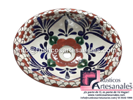 <img src="Ovalín Tradicional Ovalado Lluvia Terracota.jpg" alt=" Ovalín Tradicional Ovalado decorado mexicano Lluvia Terracota pintado a mano para sobre Poner hecho en México 100% a mano" />