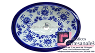 <img src="Ovalín Tradicional Lace Azul.jpg" alt=" Ovalín Tradicional Ovalado decorado mexicano Toledo Lace Azul pintado a mano para sobre Poner hecho en México 100% a mano" />