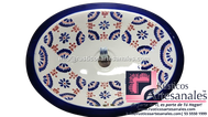 <img src="Ovalín Tradicional Ovalado Madrid Azul Terracota.jpg" alt=" Ovalín Tradicional Ovalado decorado mexicano Madrid Azul Terracota con punto Amarrilo pintado a mano para sobre Poner hecho en México 100% a mano" />