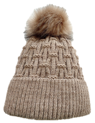 Strickmütze mit Zopfmuster, braun