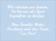 Wir wuerden uns freuen Sie bei uns als Gast begruessen zu duerfen.