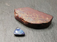 Boulder Opal Rohstein und geschliffener Stein
