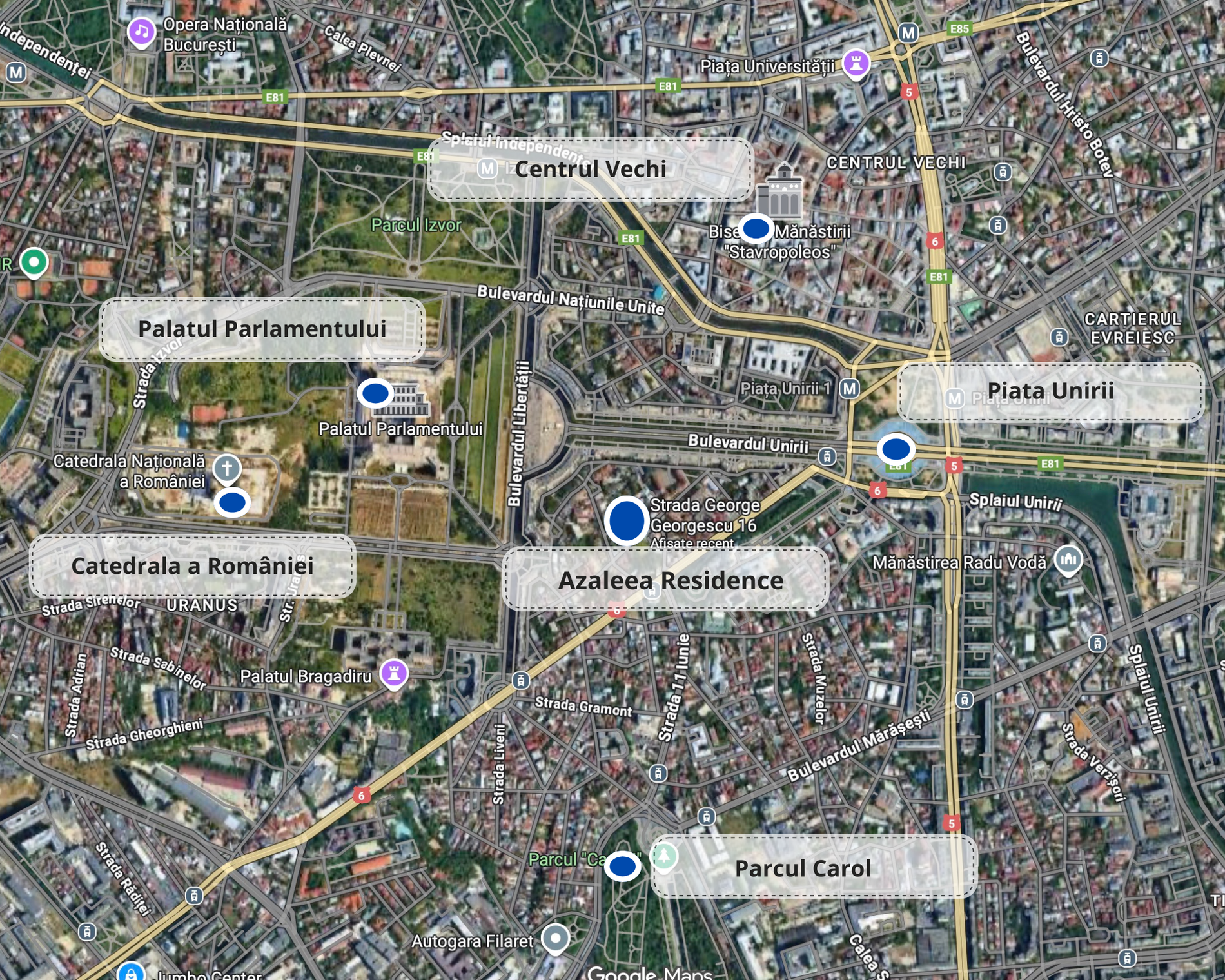 Localizarea Azaleea Residence și puncte de interes