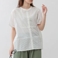 【涼しい系シャツ】  綿刺繍前開き シャツブラウス  SALE　1,880円(税込)