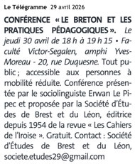Le Télégramme, 29 avril 2026