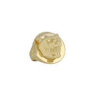 Anello in oro giallo, pieno a scudo tondo con leone prezzi sconti outlet - istanti di gioia