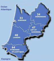 zone d'action de SfoAQ dans la région Aquitaine 