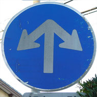指定方向外禁止。異形矢印標識。静岡県浜松市にある。