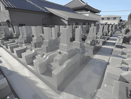 ゆとりある参道。車椅子も対応