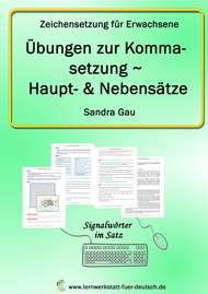 Zeichensetzung Erwachsene, Lernmaterial für Erwachsene mit Lösungen, Kommasetzung üben