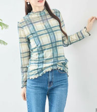 【今週の感謝価格】  チェック柄シアー カットソー フォーユー価格　1,180円(税込)