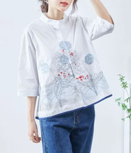 絵画のような 刺繍の綿シャツ フォーユー価格　2,980円(税込) 絵画のような刺繍です   