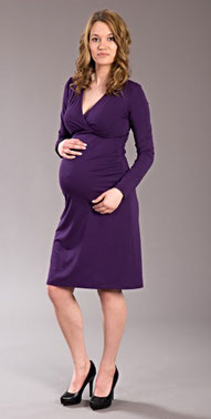 purple long sleeve maternity dress 