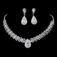 Schmucksets Kette Ohrringe Brautschmuck Set Perlen Strass Modeschmuck Hochzeit