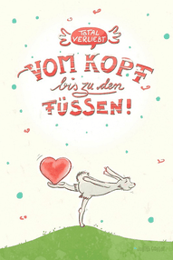 Hase und Herz, Total verliebt, vom Kopf bis zu den Füßen! Valentinstag, Liebe, Judith Ganter Illustration und Geschenkartikel bei Redbubble