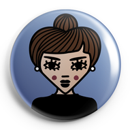 ICONS ICONES AUDREY HEPBURN ILLUSTRATION BADGE MAGNET / CREATION ORIGINALE © Stephanie Gerlier / T FOR TIGER